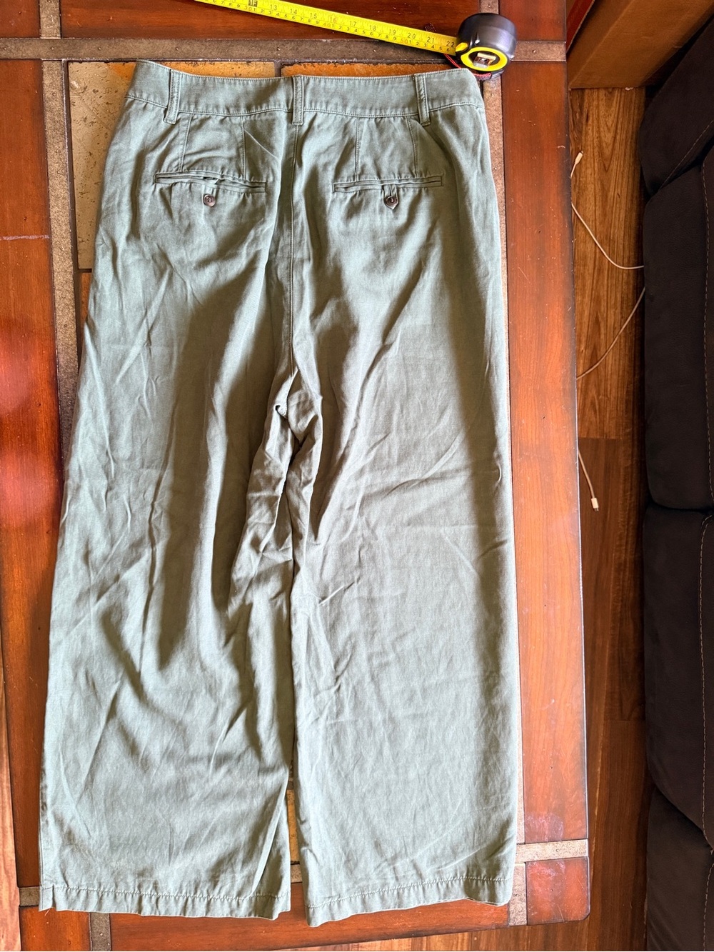 Madewell sage green Harlow wide leg pant linens blend 14 outdoor camp beach - Picture 7 of 7